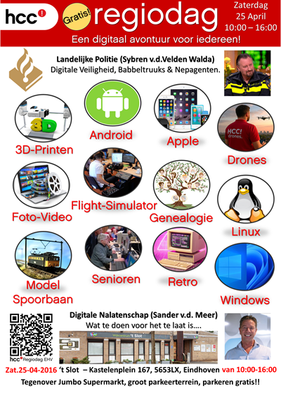 tekst: regiodag een digitaal avontuur voor iedereen 25 april op rode ondergrond