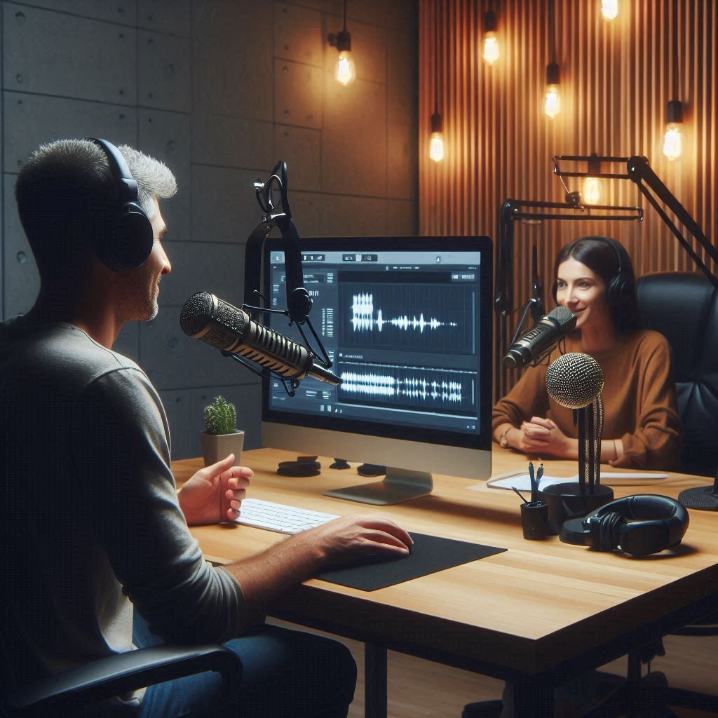 AI plaatje podcast opname